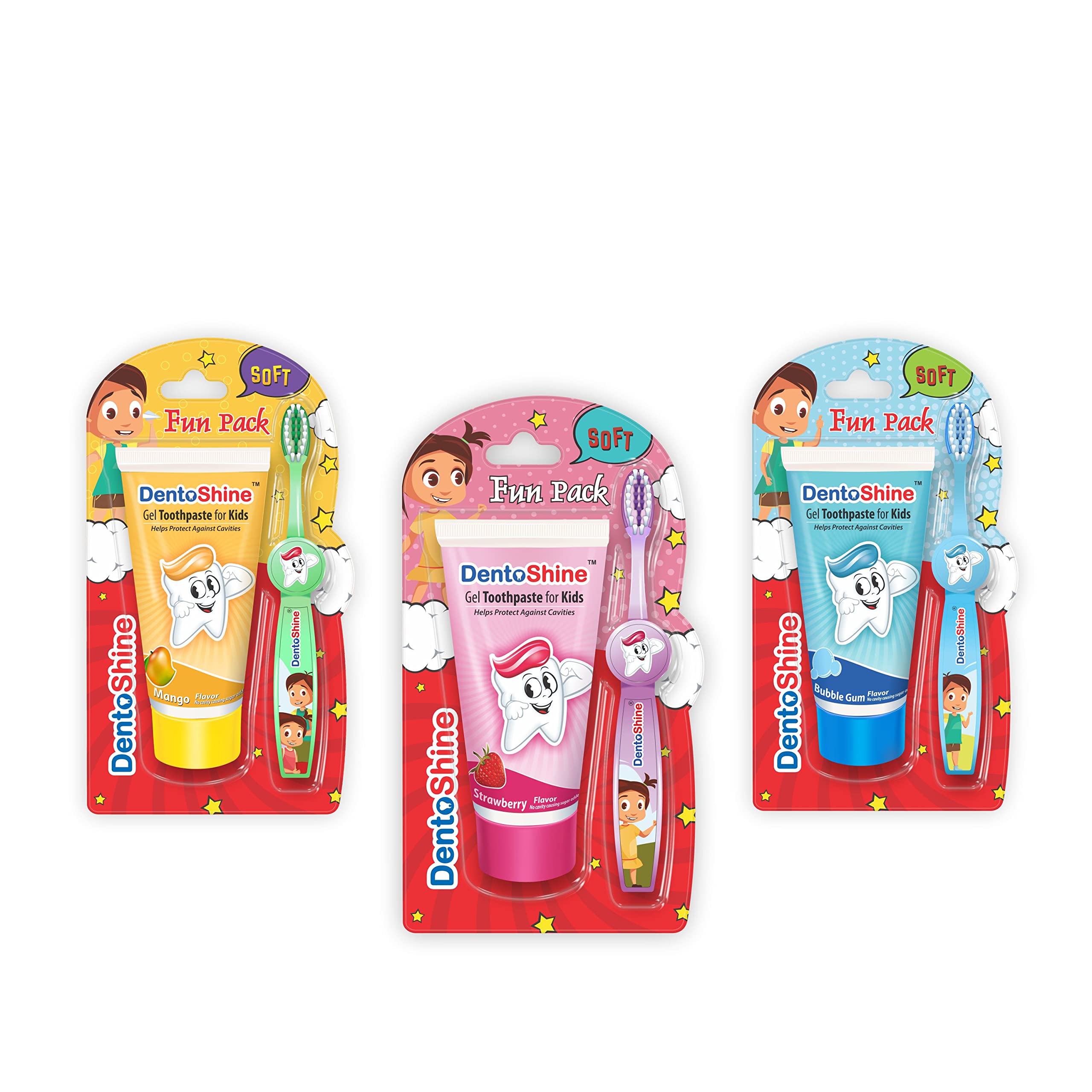 DentoShine Gel Toothpaste for Kids | Pack of 3 Flavors (Strawberry, Mango & Bubblegum (fun pack), 80g each) (B091L8C1F2) Amazon Price History, Amazon Price Tracker