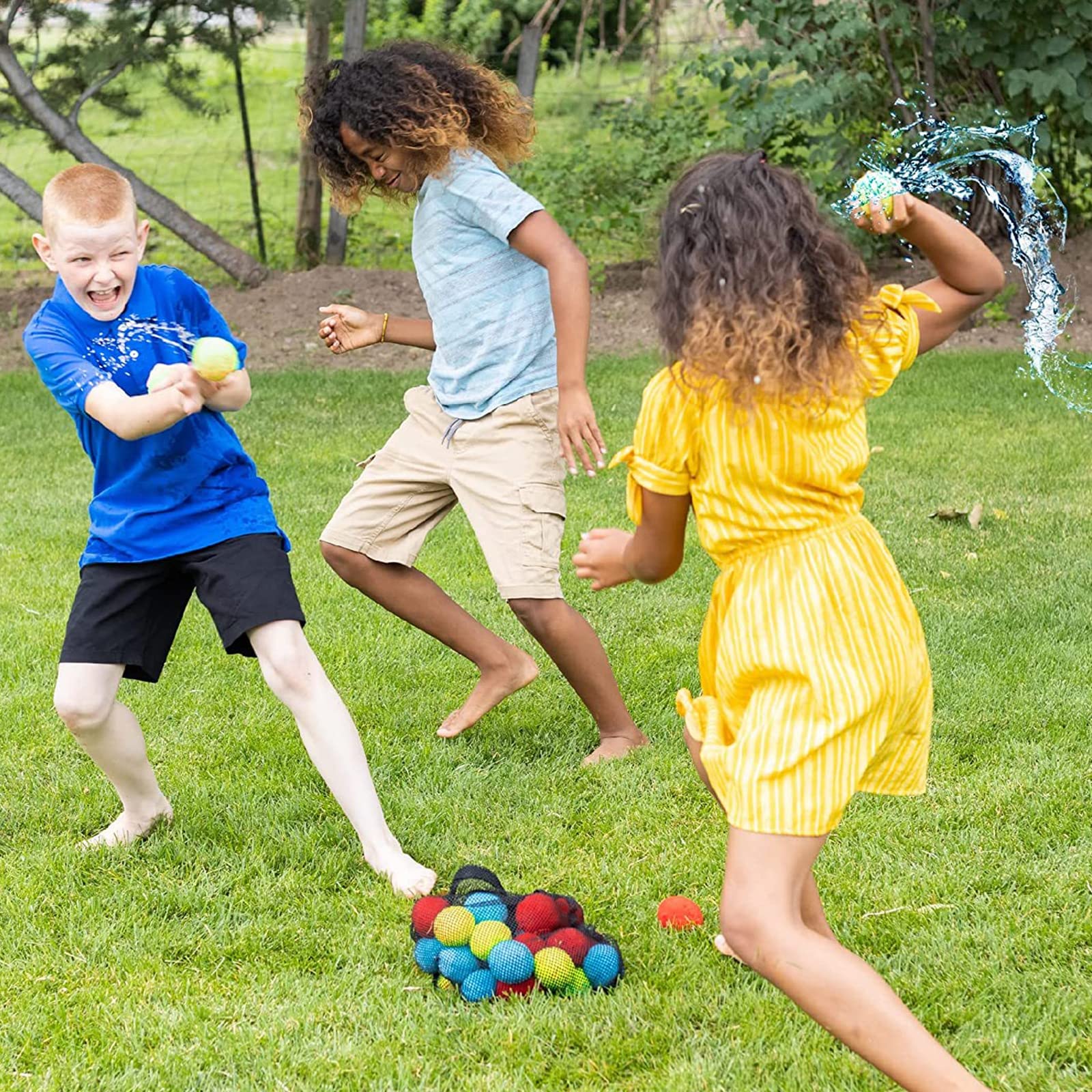 Aurasky Balles à Eau Réutilisables, 30 Pcs Ballon d'eau en Peluche, Bombes à Eau Colorés, Boules à Eclaboussures, Jouets Aquatiques pour Enfants Extérieur Parc Aquatique Piscine Plage