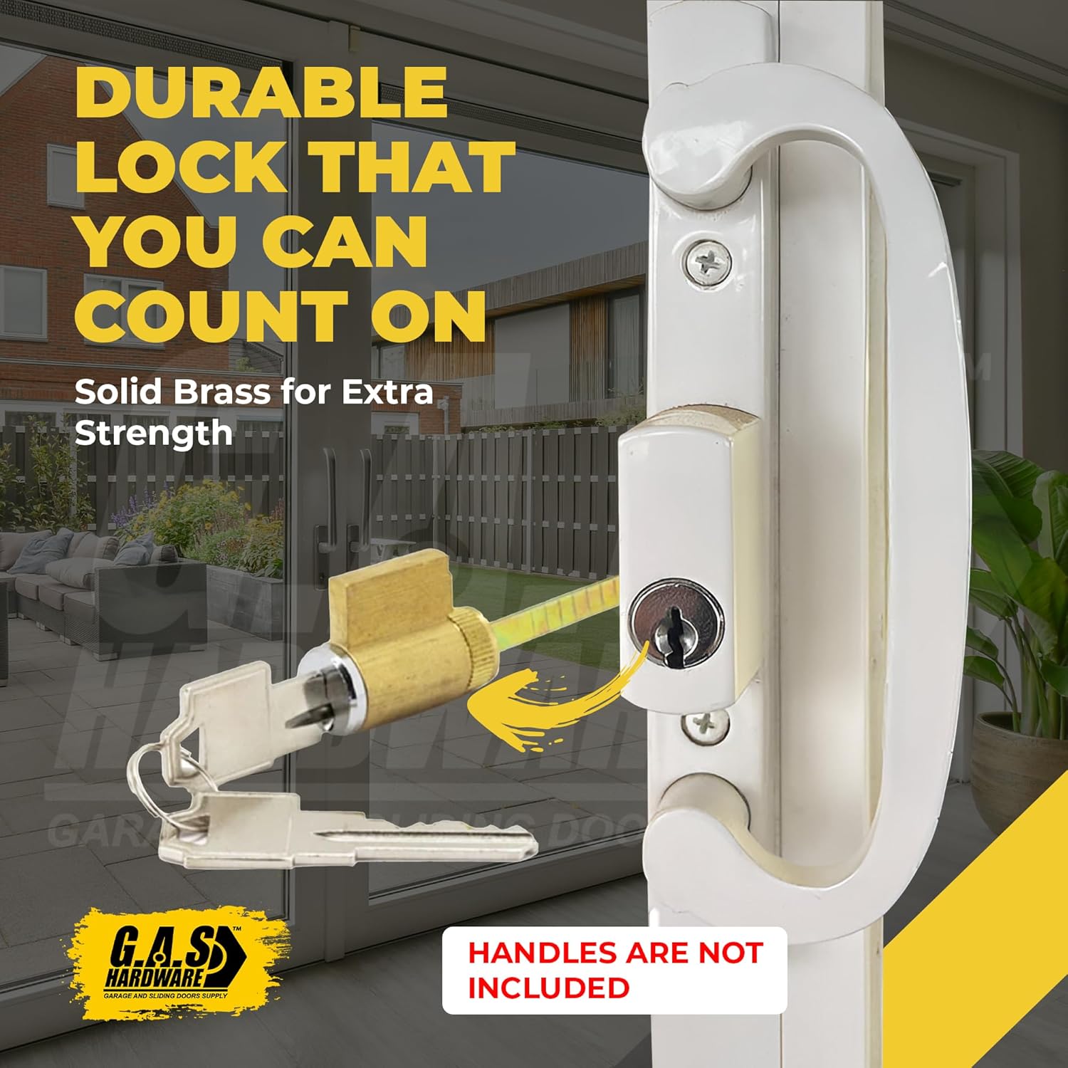 Sliding Door Handle Replacement Key Cylinder Lock Set with Keys - Fix and Replace Sliding Patio Glass Door Hardware Cylinder Keyed Locking Mechanism Set