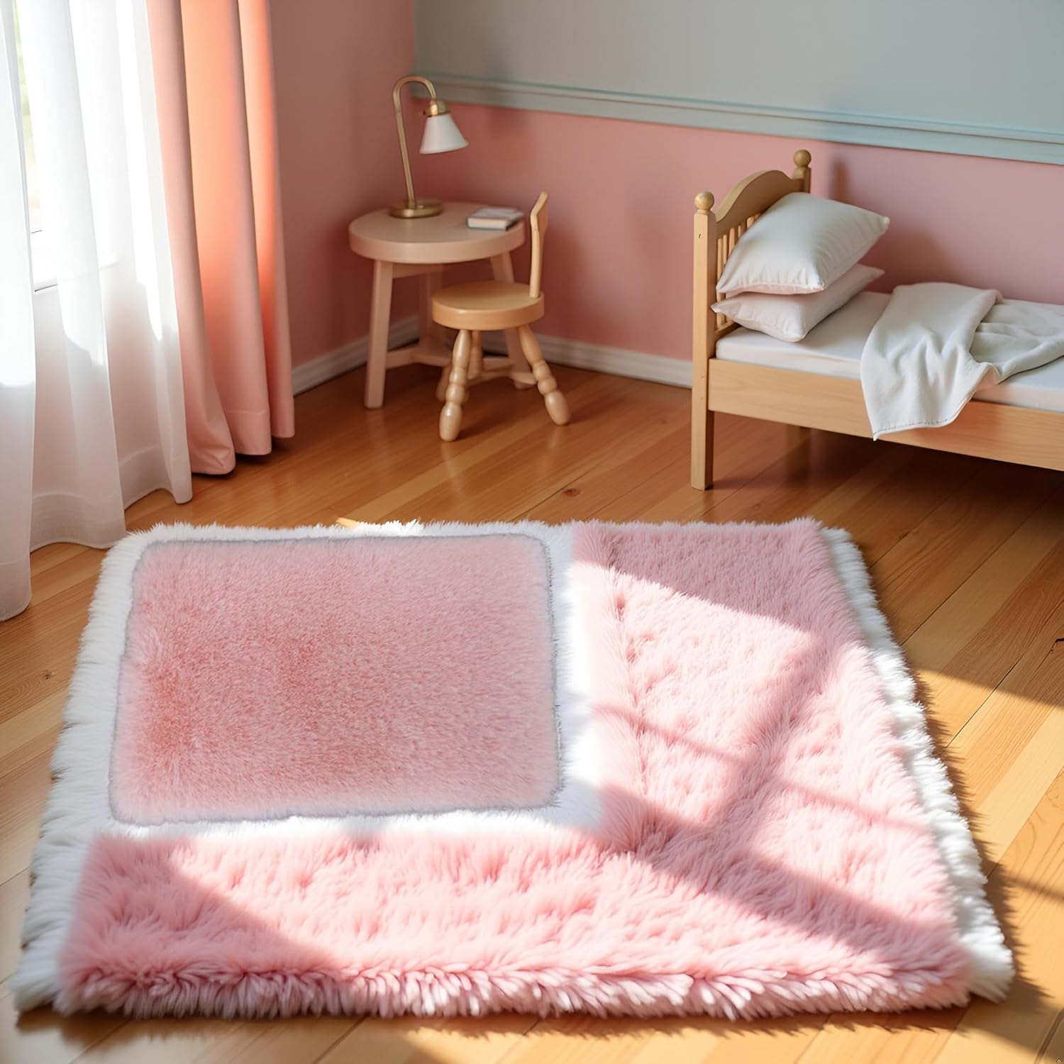 Pink Dollhouse Carpet, Miniature Carpet, Fluffy Mini Dollhouse Rug, Doll House Rug, Parent-Children Interaction Lightweight Decor for 1/12, 1/8, 1/6 (Square L) - Image 5