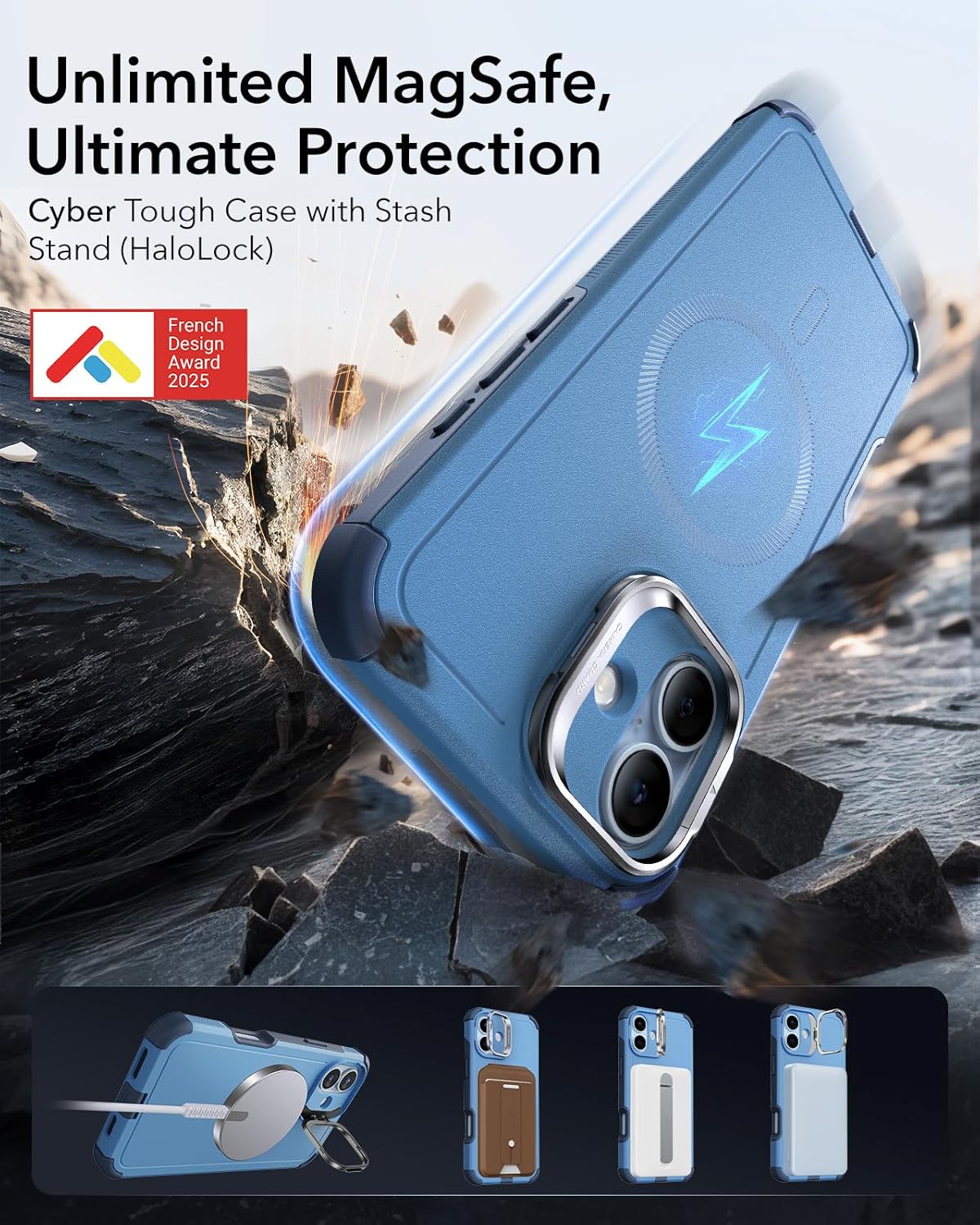 iPhone 16 case demonstrating MagSafe compatibility with a charger