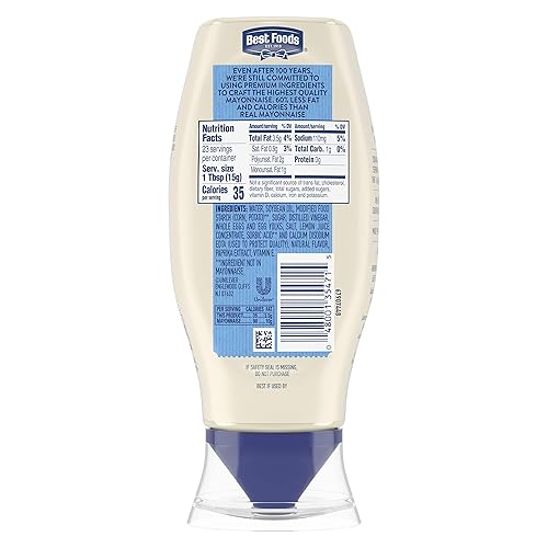 Miniatura 4 de Best Foods Botella de mayonesa ligera para apretar, paquete de 12 unidades para untar cremoso sándwich o condimento hecho con huevos 100% sin