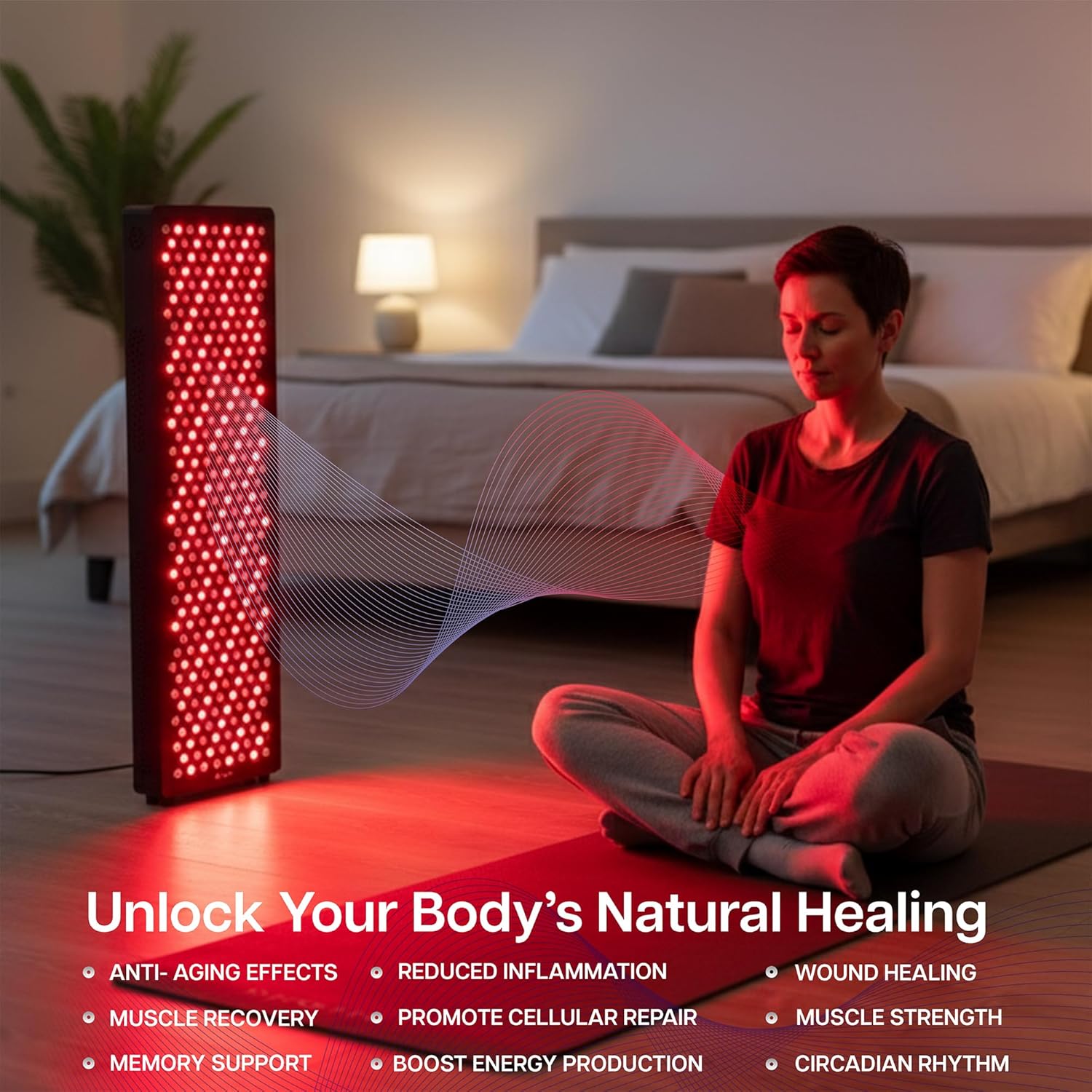 Life Finds 12 x 38 inch Red Light Therapy Panel Lamp for Skin and Muscles, Near Infrared Treatment, 300-LEDs, 390W, 5 Wavelength Modes, 214 Irradiance, Remote Control, LF-RL36 - Image 2
