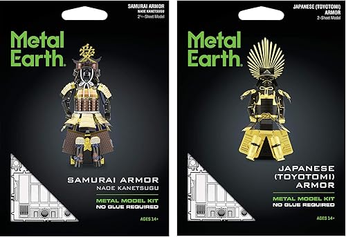Miniatura 2 de Metal Earth Fascinations - Juego de 2 armaduras de metal 3D - Samurai Naoe Kanetsugu - Toyotomi japonés