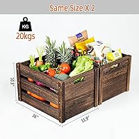 Vista 2 de Cajas de madera, cajas de madera de granja para almacenamiento con asas, caja de madera maciza para exhibición, caja de madera grande duradera hecha