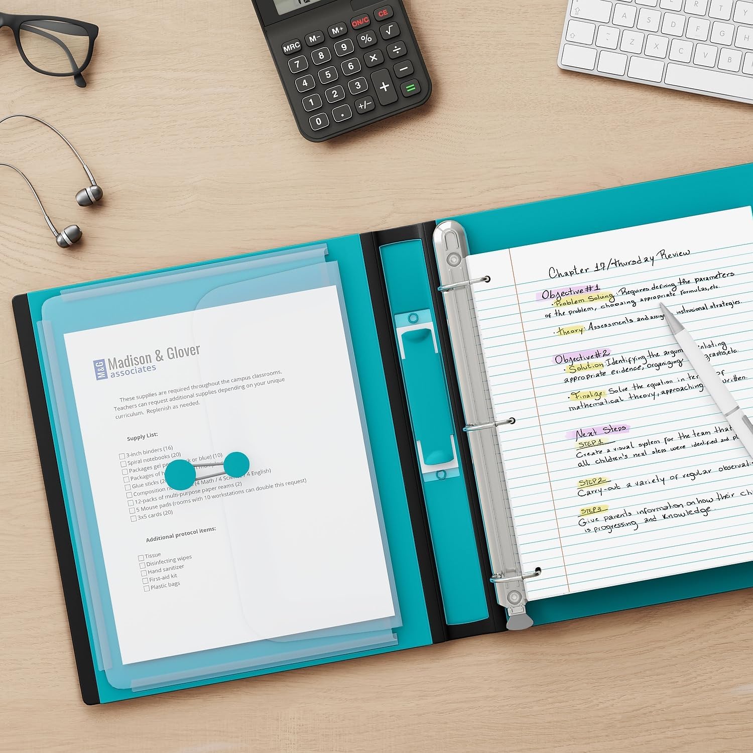 Staples 1-Inch 3-Ring Better Binder, Durable View Binder for Everyday Organization, Teal, 3-Pack
