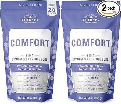 Village Naturals Therapy Comfort Foaming Bath Soak, Blueberry Citrus Scent, 36 oz, Pack of 2