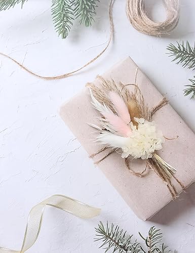 Miniatura 8 de Mini ramo de flores secas (paquete de 6), ramo de flores secas para centros de mesa de boda bohemia, hierba de pampas seca. (Blush)