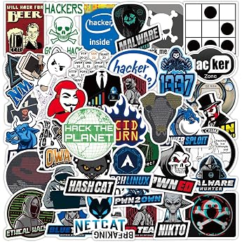 Pack of 50 Hacker Stickers Pack Hacker Sticker Set Waterproof Vinyl Stickers for Laptop Children Cars Motorcycle Bicycle Skateboard Luggage Suitcase Computer Sticker Graffiti Decal