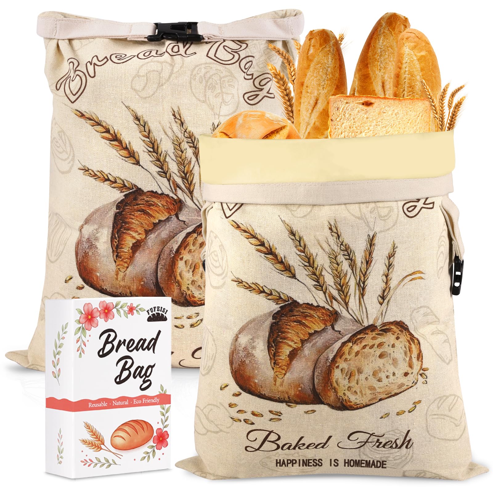 2 Pack Beeswax Bread Bags for Homemade Bread, Sourdough Storage XL 17"x13"