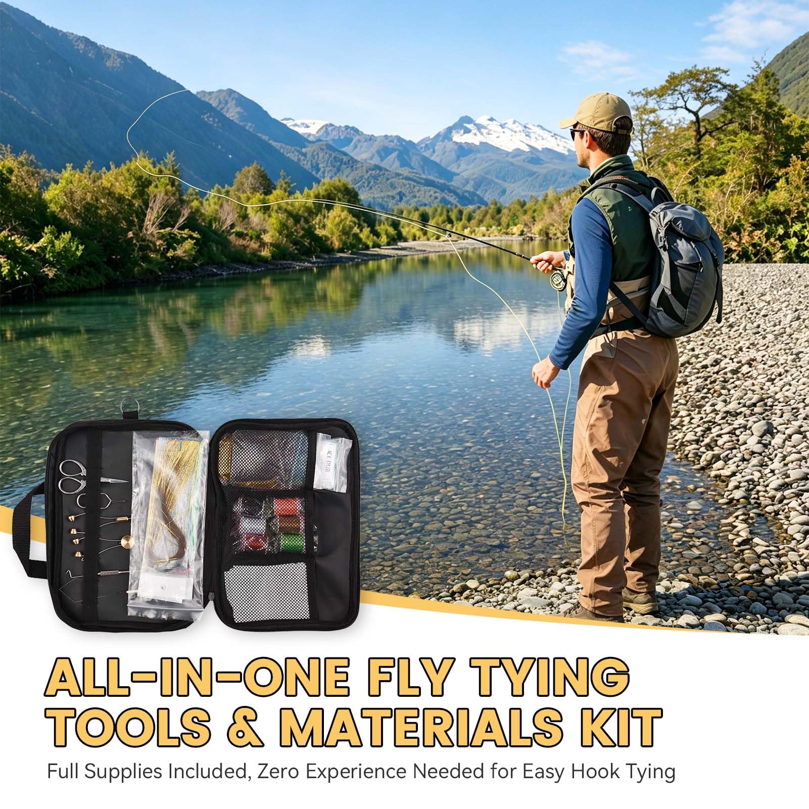 150pcs Fly Binding Tool Kit, Fly Binding Material Tools Kit gut organisierte Fischereiköder -Gebäude -Making -Set für Starterfischereiköder