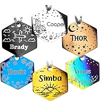 Vista 12 de Placa de identificación personalizada para perro con 5 líneas con grabado personalizado y profundo de acero inoxidable duradero, tamaño pequeño