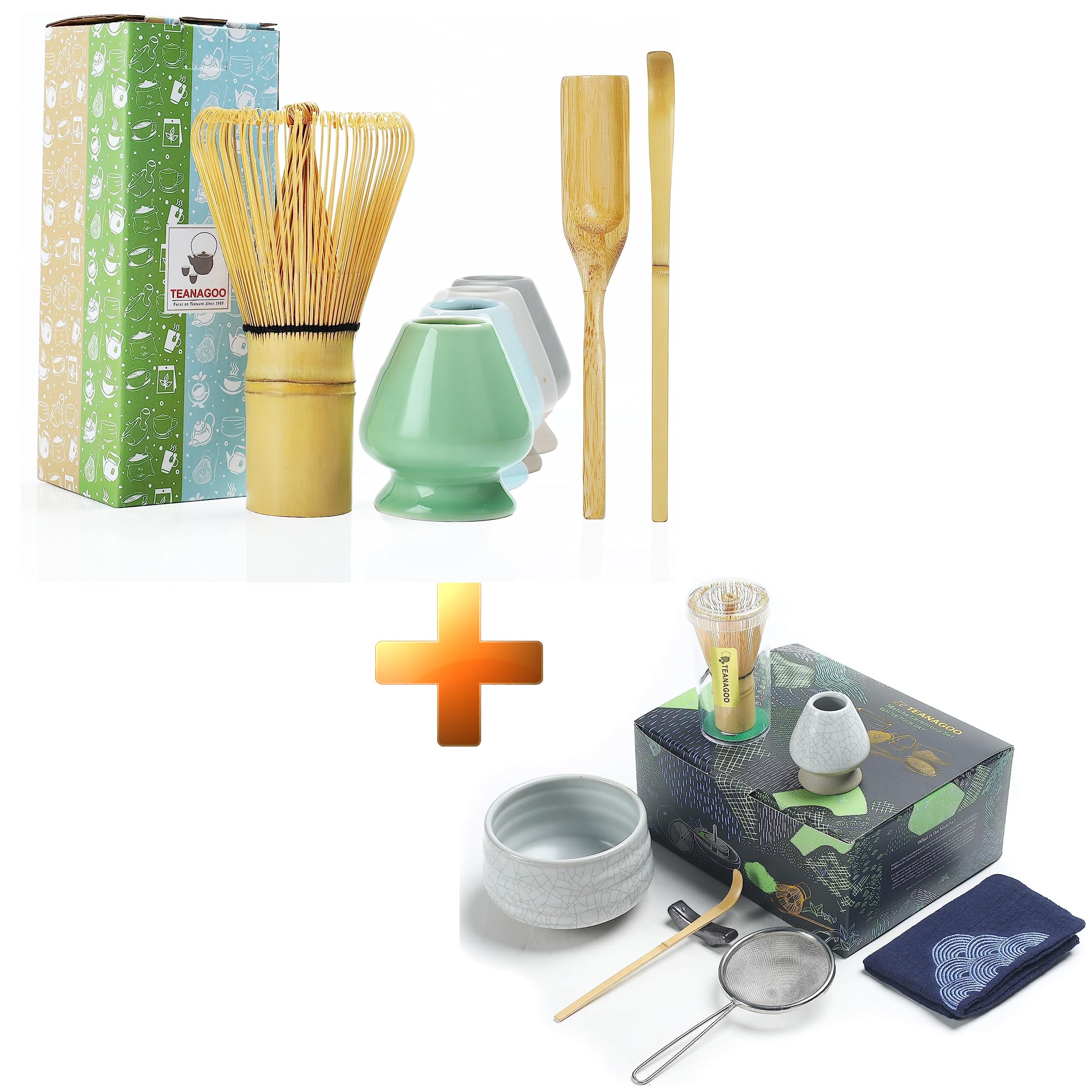 TEANAGOOJapanese Matcha Ceremony Accessory, Matcha Whisk (Chasen)+Japanese Tea Set Matcha Whisk Set Matcha Bowl Bamboo Matcha Whisk (chasen) Scoop (chashaku) Matcha Whisk Holder Tea Making Kit