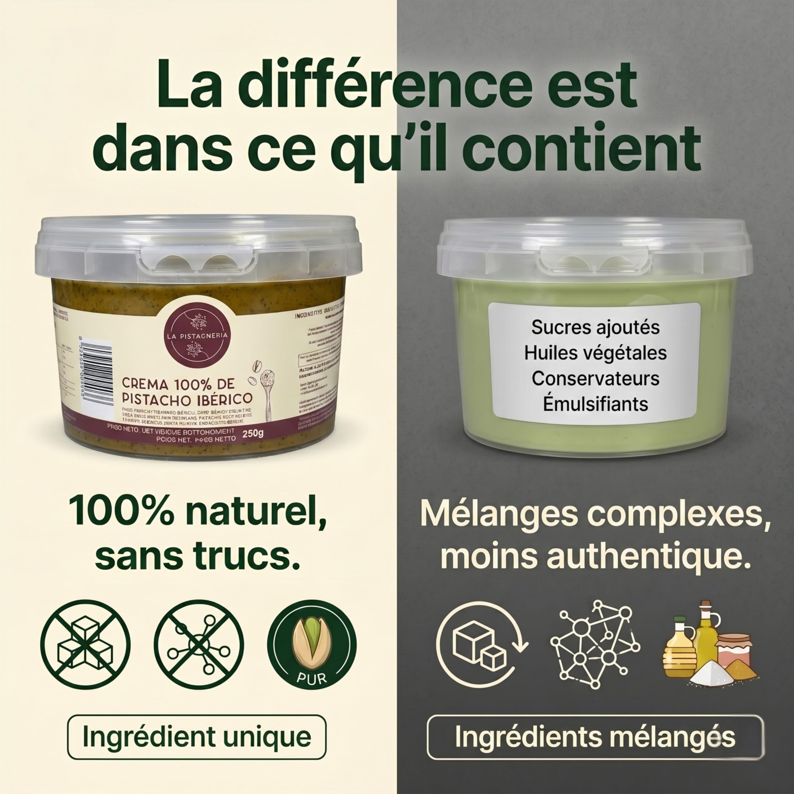 Crème 100% De Pistache Pure Naturelle Pâte De Pistache Vegan Texture Onctueuse Idéale Pour Desserts Et Recettes Gourmandes Source De Protéines Sans Sucre Ajouté Ni Additifs Aliment Sain (250 gr)