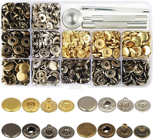 160 juegos de cierres a presión, kit de botones a presión de metal duradero, herramientas de prensa con base y herramienta de fijación para monos,