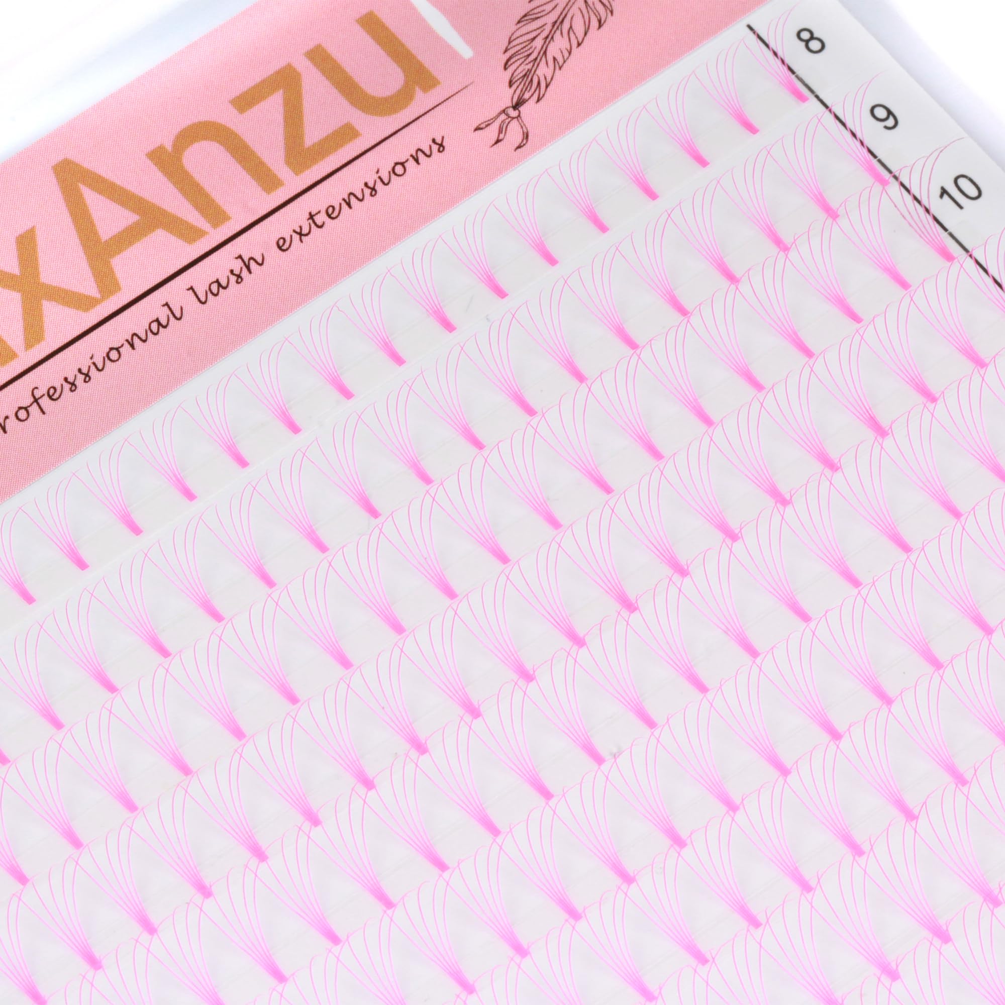 MuxAnzu Eyelash Extension Colored Premade Fans Short Stem Volume Lash Extension supplies 5D Pink Blue Purple Brown (PINK