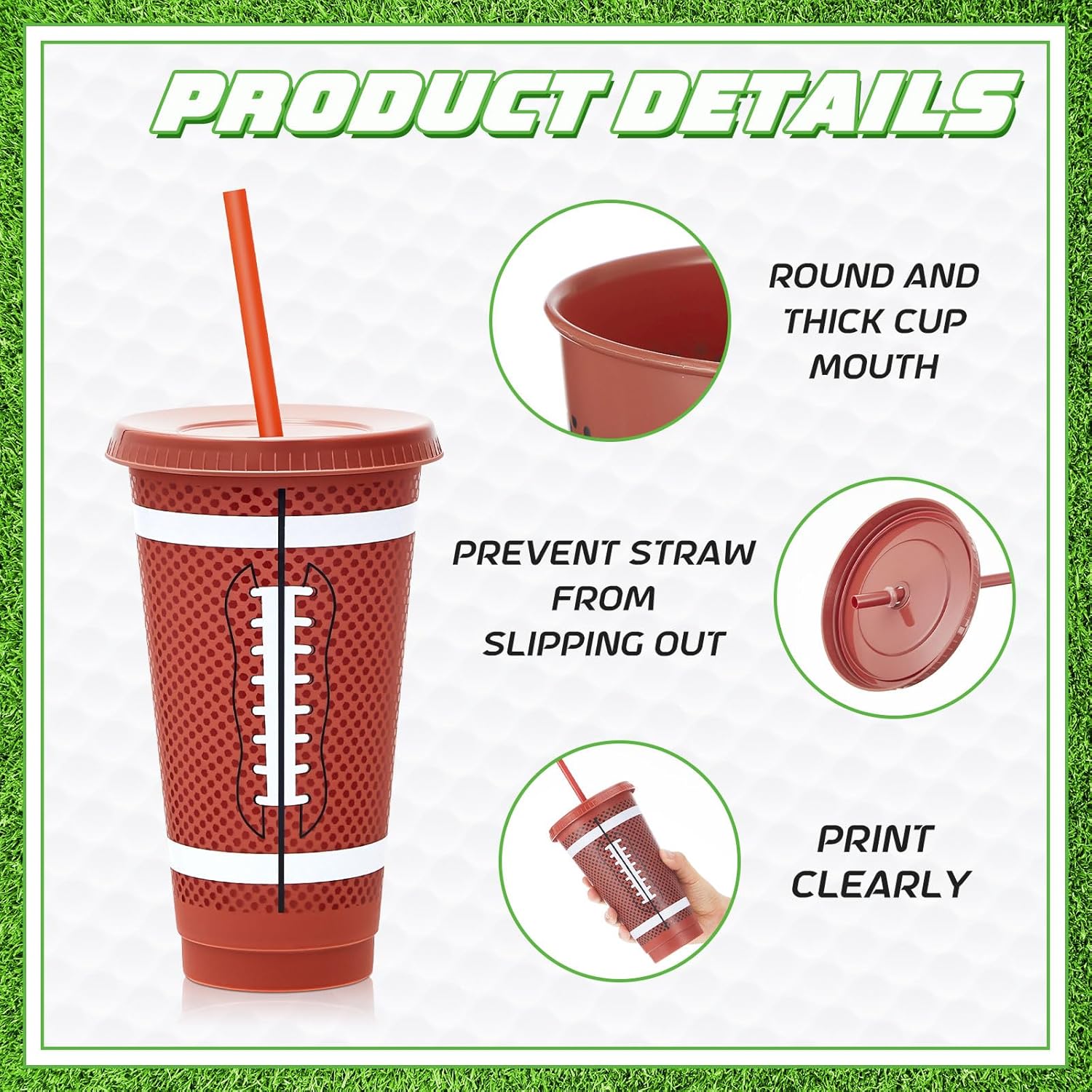 122 Pcs Football Party Favors Football Gift Set Includes Cups with Straw Mini Stress Ball Keychains Slap Bracelets Whistles Stickers Pens for Birthday Party Supplies - Image 3