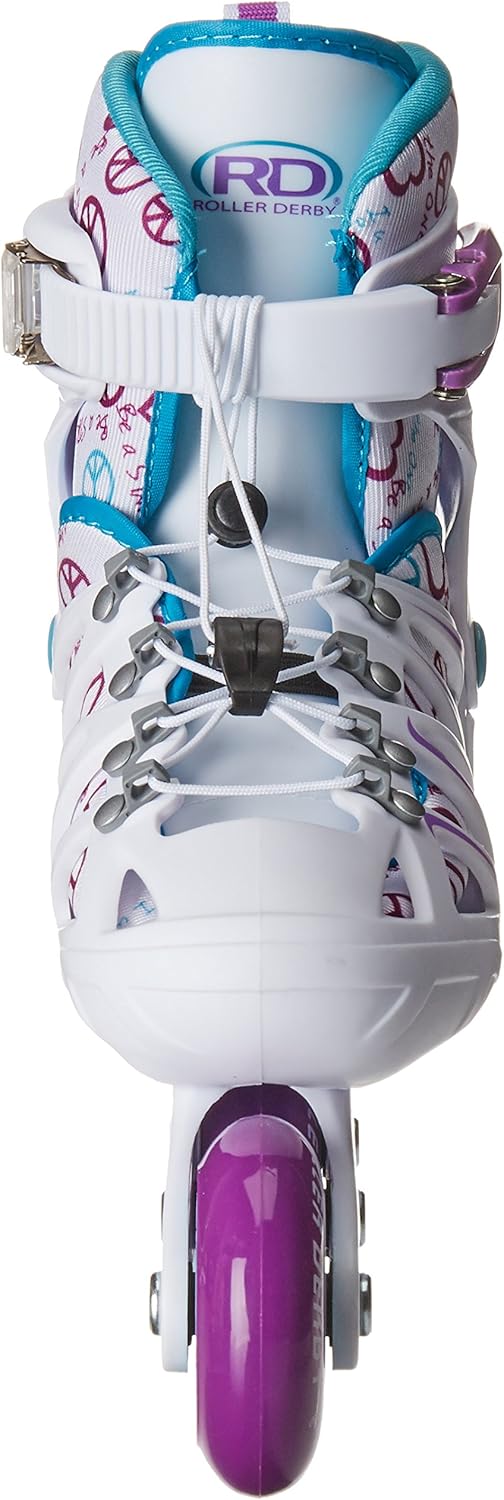 Roller Derby Girl's Stinger Adjustable Inline Skates White/Purple/Teal ,Small (12-1) : Sports & Outdoors