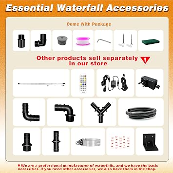 Pond Waterfall Blade Kit, 30cm Stainless Steel Pool Fountain with Accessories, Width 18cm Curved Outlet Spillway for Garden Patio Pond Decoration
