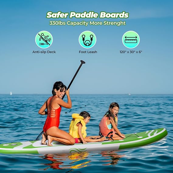 Paddle Board 10x30 Inflatable Stand Up Paddle Board with SUP Board Accessories, Non-Slip Deck, Adjustable Paddle, Pump, Backpack & Leash for All Skill Level
