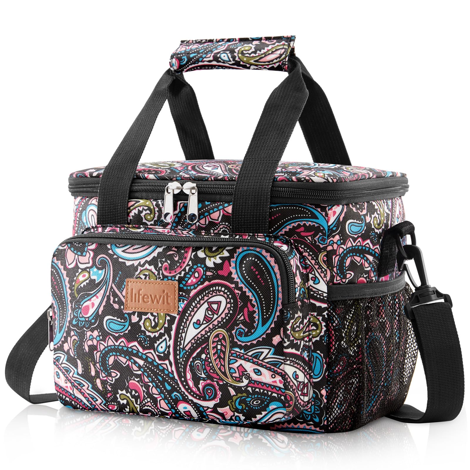 Lifewit Medium Lunch Bag Insulated Lunch Box Soft Cooler Cooling Tote for Adult Men Women, Paisley 12-Can (9L)