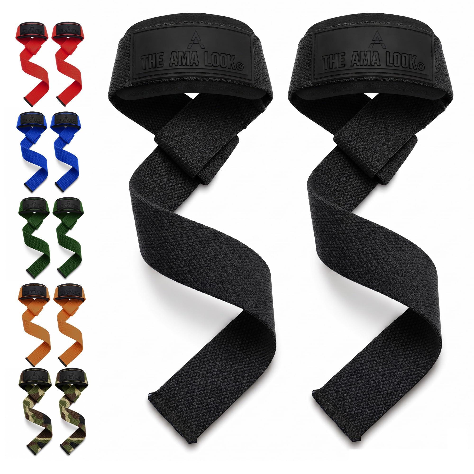 THE AMA LOOK Premium Weight Lifting Wrist Straps – Heavy Duty Deadlift Straps with Soft Neoprene Padding, Anti-Slip Gym Lifting Straps for Powerlifting, Bodybuilding & Strength Training (Black)