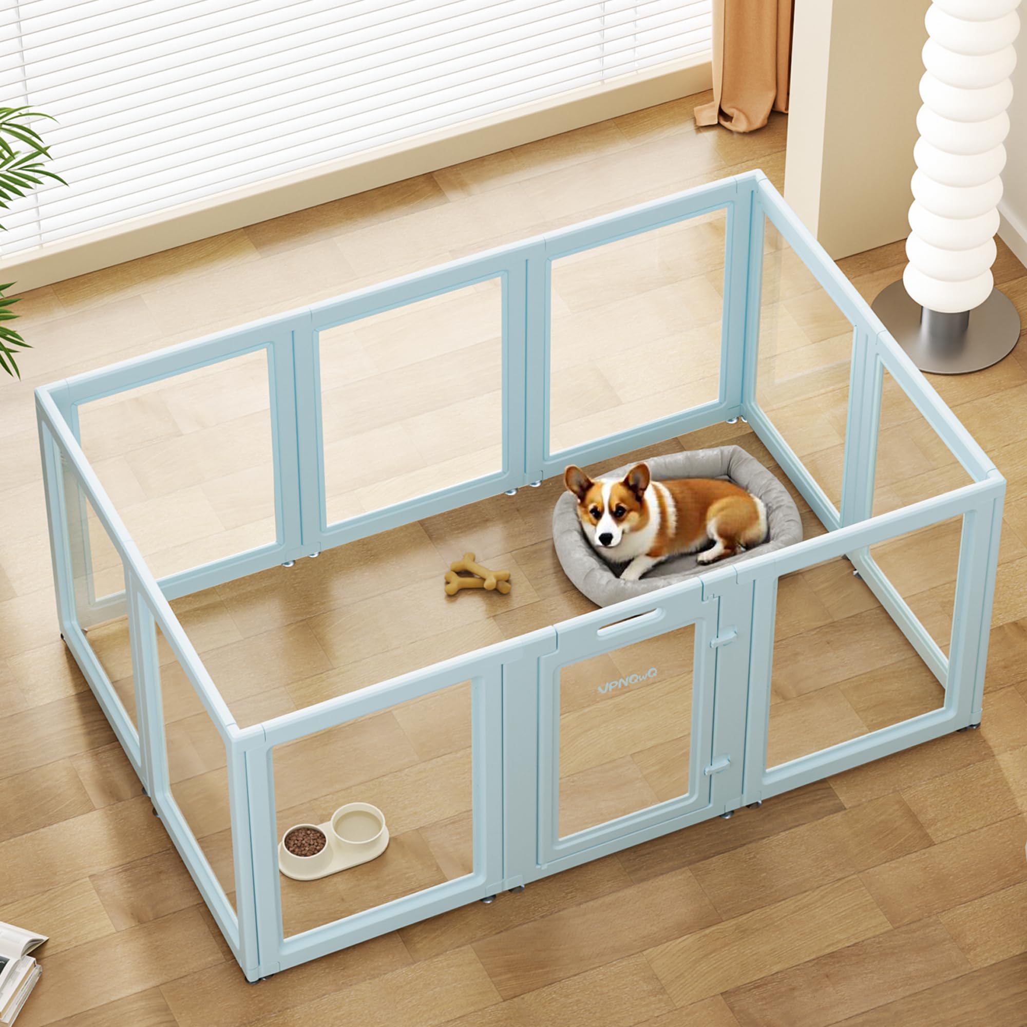 Clear Acrylic Dog Playpen Indoor, Easy Assemble Transparent Puppy Playpen, Expandable & Durable Dog Fence for Puppies and Small Dogs (23.6" H, 10PCS)