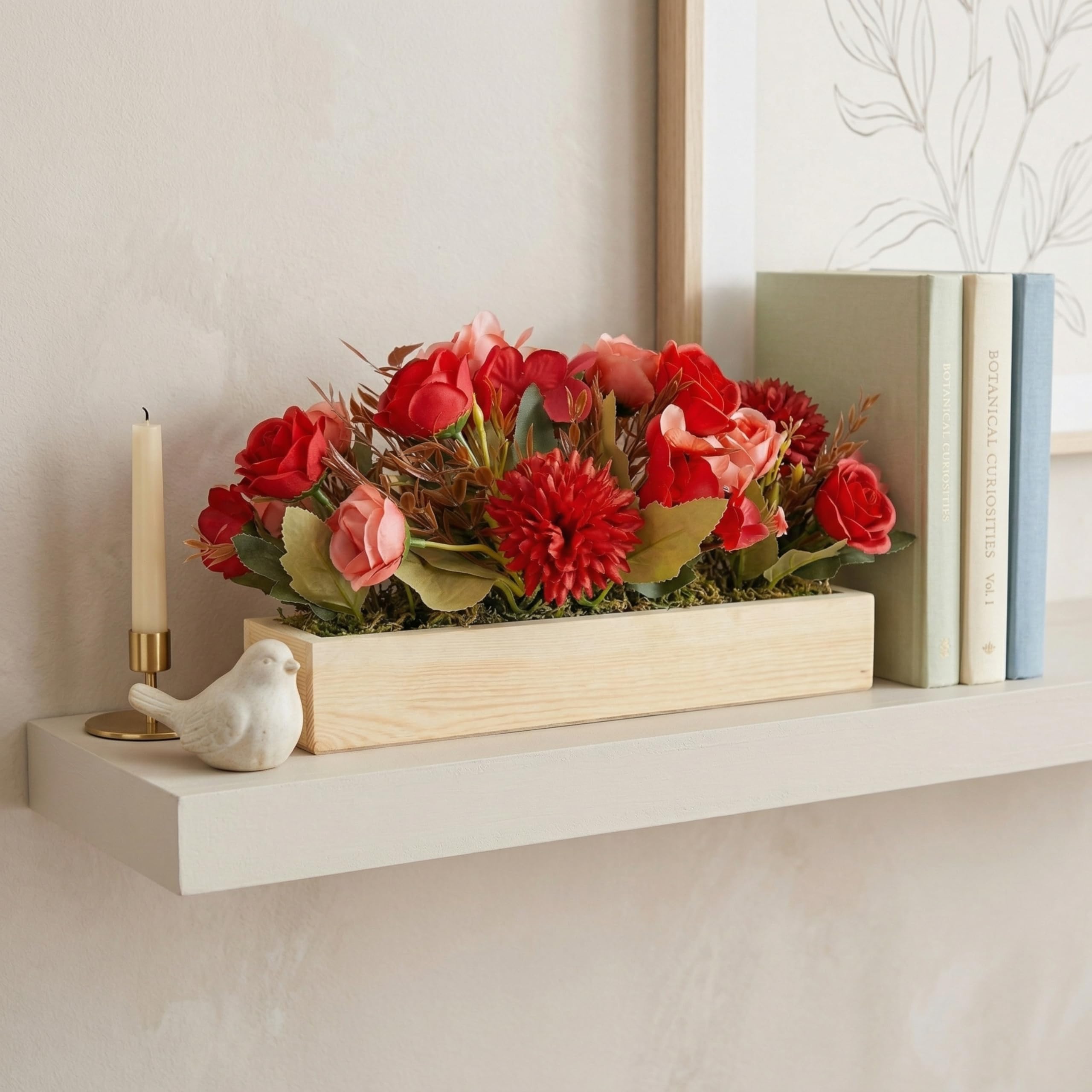 Red Flower Arrangement - Realistic Floral Decor -2