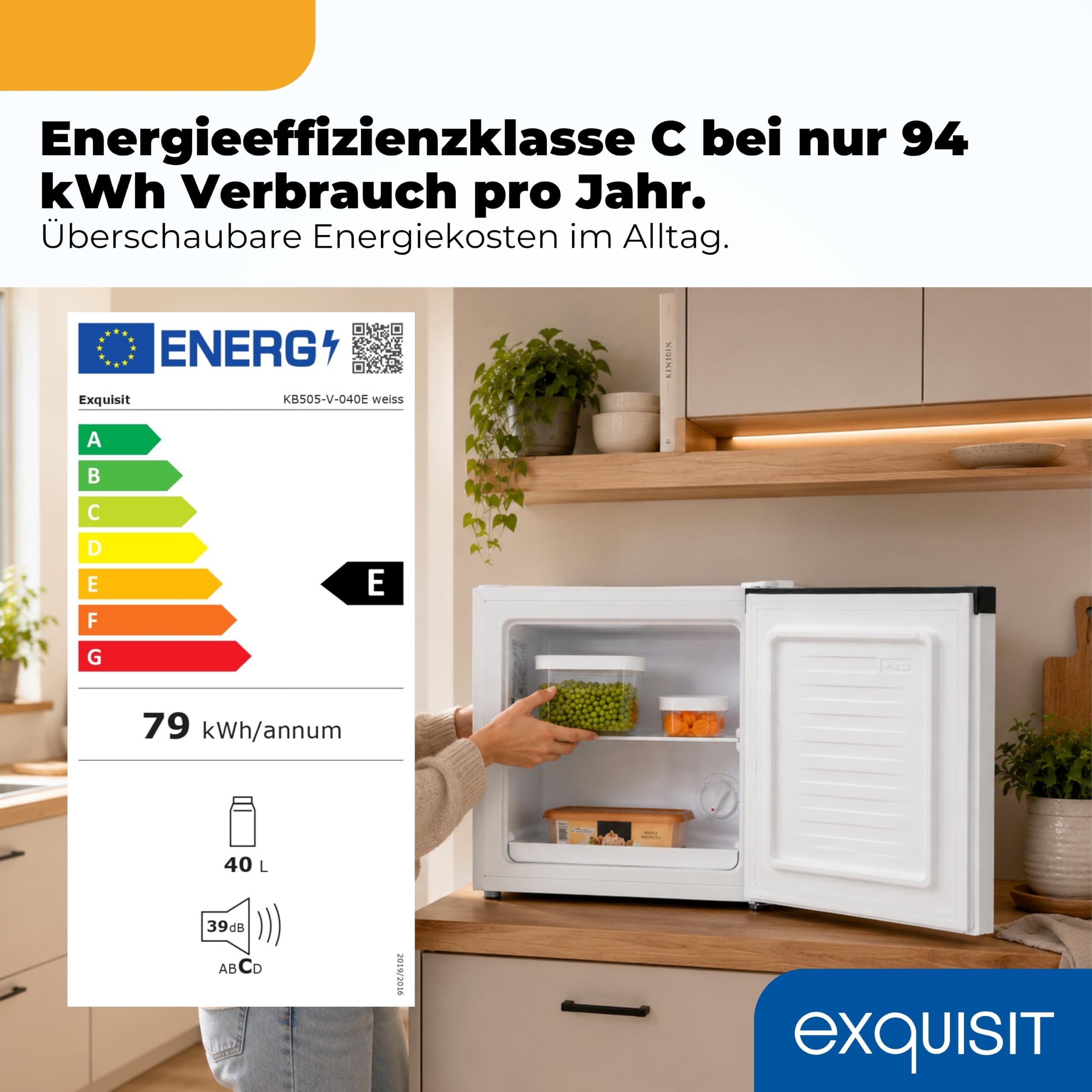 Exquisit GB540-050C Mini-Gefrierschrank Weiß - 31 l Gefrierbox - 4 Sterne | Kompakter kleiner Gefrierschrank mit wechselbarem Türanschlag, 2 kg Gefrierleistung & manueller Temperaturregelung, Klasse C