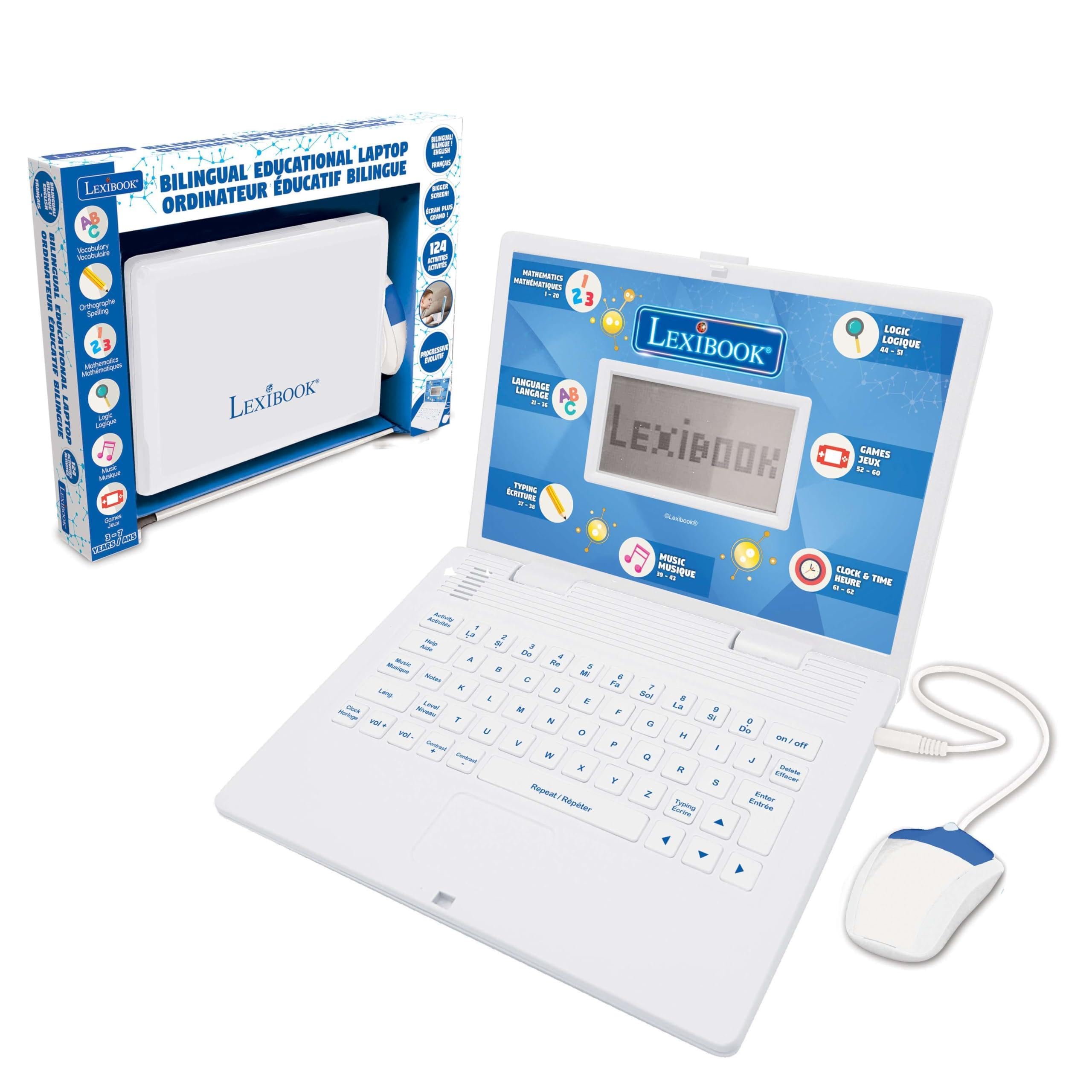 LEXIBOOK, Educational and Bilingual Laptop French/English, Toy for Children with 124 Activities to Learn Mathematics