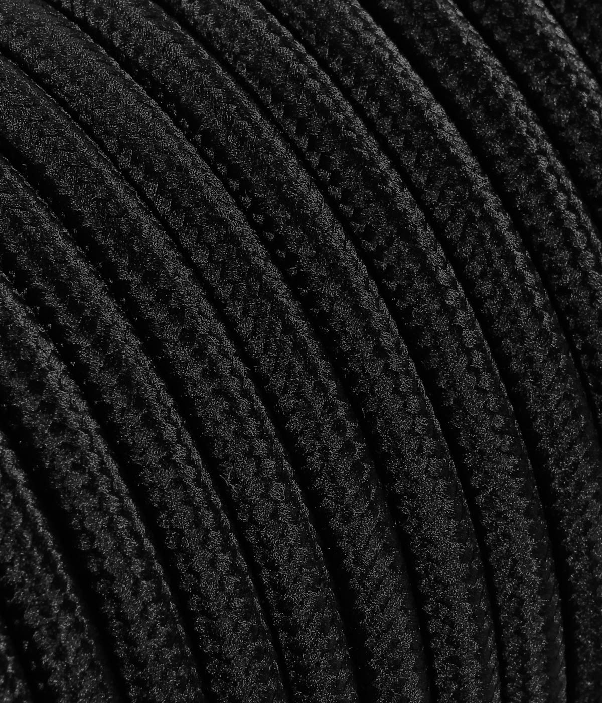 Textilkabel für Lampe, Stoffkabel 3-adrig (3x1,50mm²) - Schwarz. Made in Italy (15 Meter)