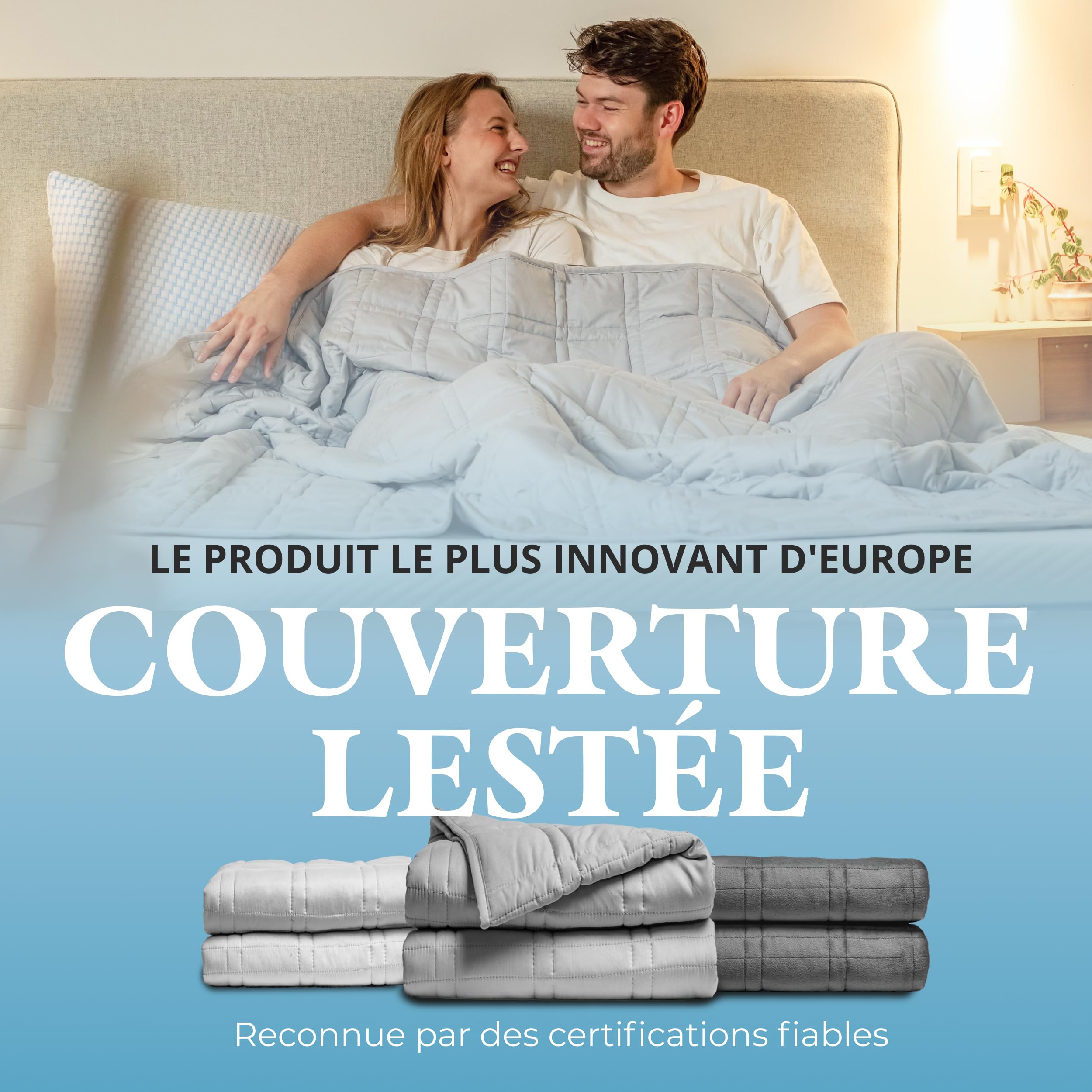 Ella Couverture Lestée Adulte 150x200cm 11kg - Couverture Pondérée Relaxante & Calmante - 7 Couches, Perles de Verre Hypoallergéniques, Couche Externe Coton Doux & Rafraîchissant - Weighted Blanket