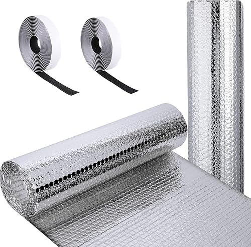 Frienda Rollo de aislamiento reflectante opaco para puerta de caravana, doble de 230 x 47 pulgadas, kit de aislamiento de aluminio para caravana,