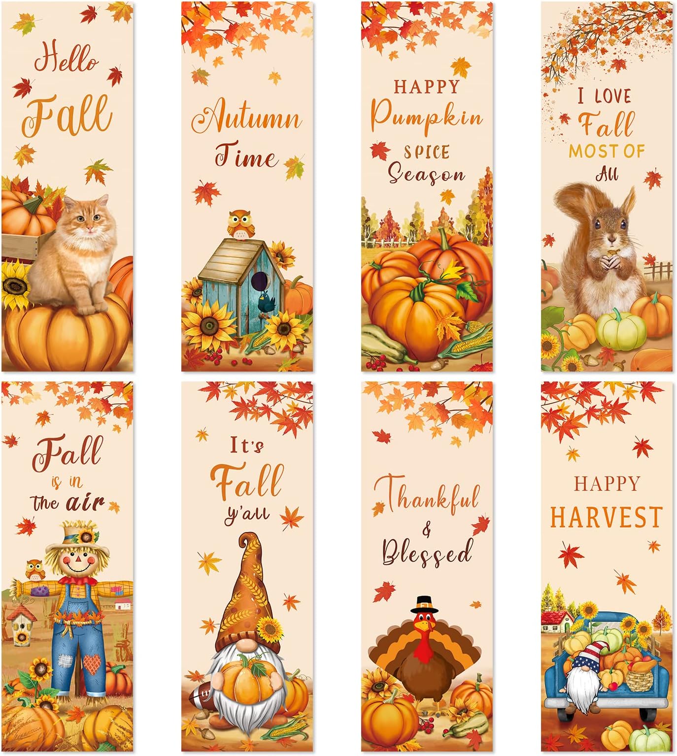 YoeeJob 8 Pcs Cute Fall Bookmarks Bulk for Book Lovers