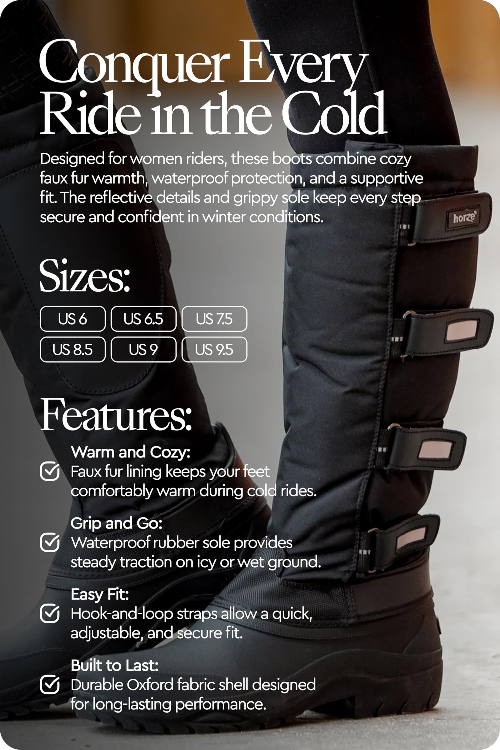 HORZE Polar Bottes d'équitation thermiques doublées pour femme Bottes d'hiver thermiques imperméables