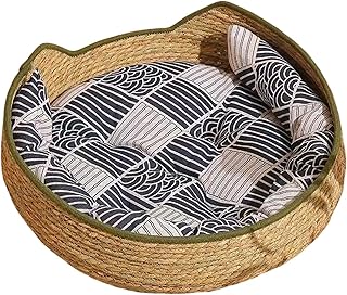 Cama Cesta para Gatos | Suministros Mascotas Tejidos Y Lavables con Cojín Y Almohada - Cama Alfombra para Gatos - para Interior Exterior Viaje Coche Camping Ventana Silla Sofá Habitación