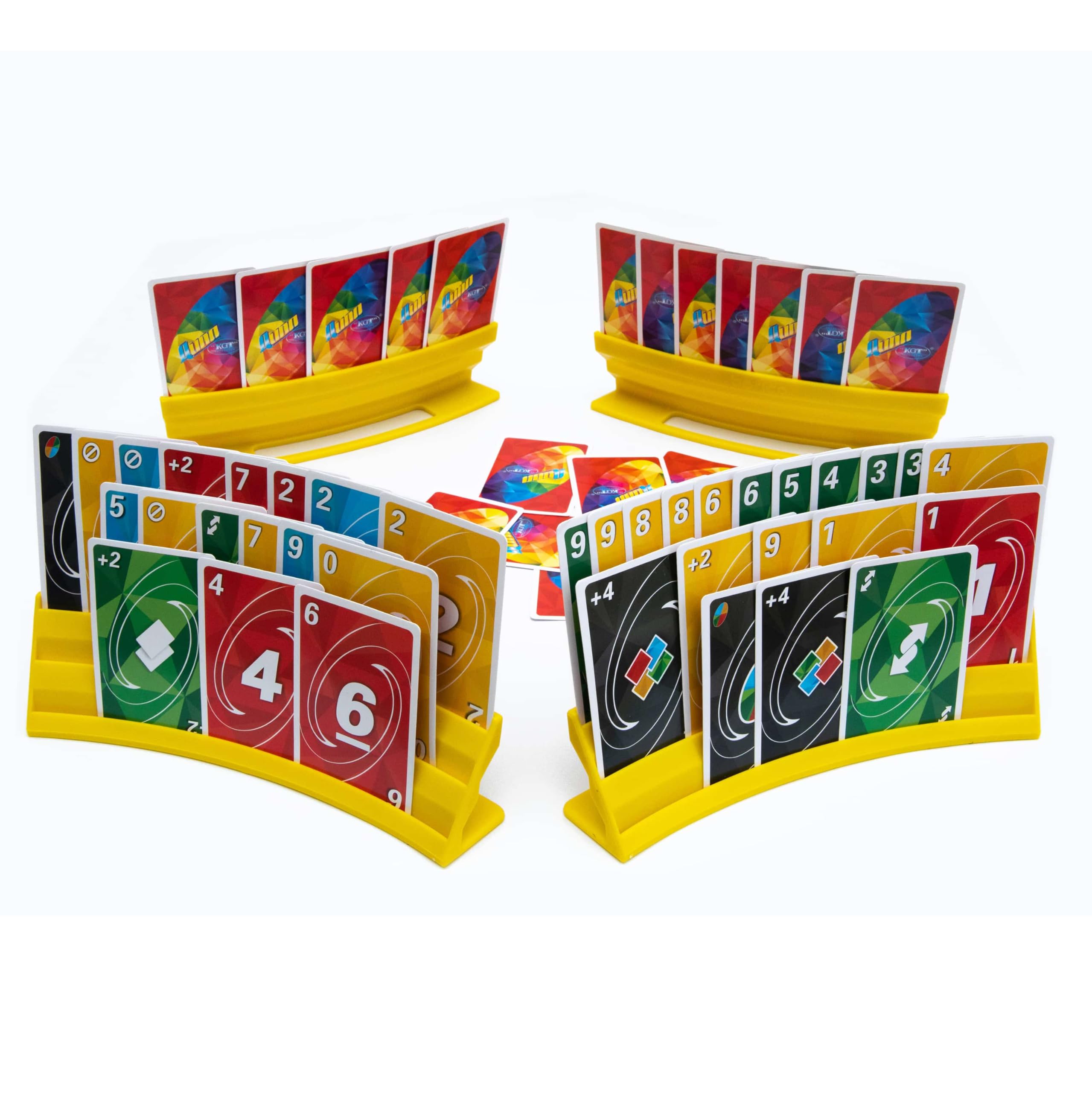 BORICO Card Holders for Playing Cards - 4 Pack Playing Card Holder for Kids and Adults,Stackable Storage Game Card Tray for Arthritis Patients with a