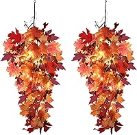 Vista 11 de RECUTMS Guirnalda de hojas negras, 2 unidades, 5.7 pies, Halloween, otoño, artificial, colgante, decoración de vid de otoño, arce para el hogar