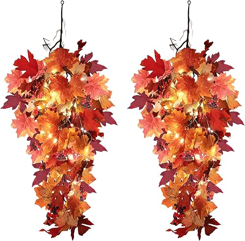 Miniatura 11 de RECUTMS Guirnalda de hojas negras, 2 unidades, 5.7 pies, Halloween, otoño, artificial, colgante, decoración de vid de otoño, arce para el hogar