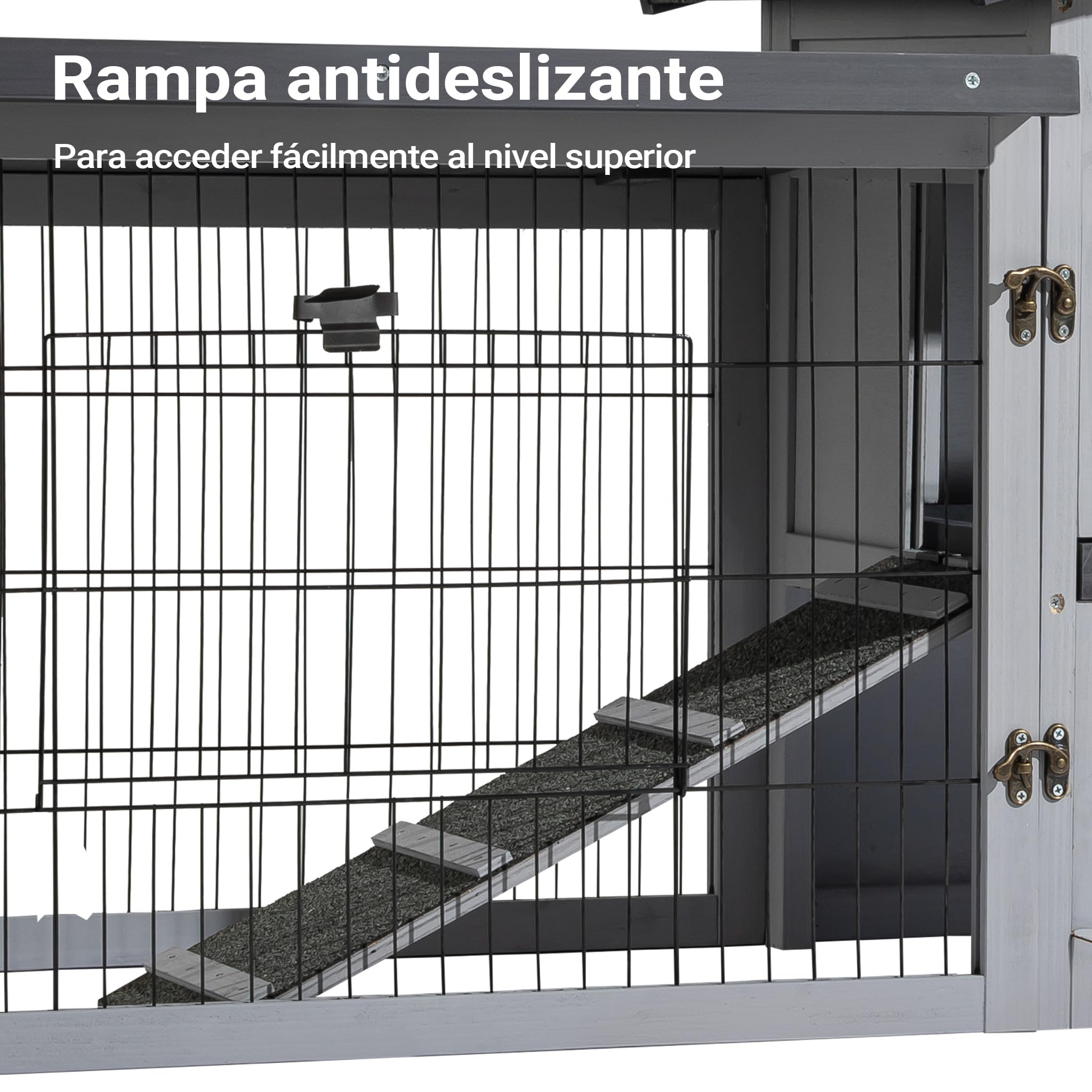 Gallinero de Madera Gris Claro 1535 x 525 x 685 mm, nidos y Corral, Bandeja extraíble para Limpieza