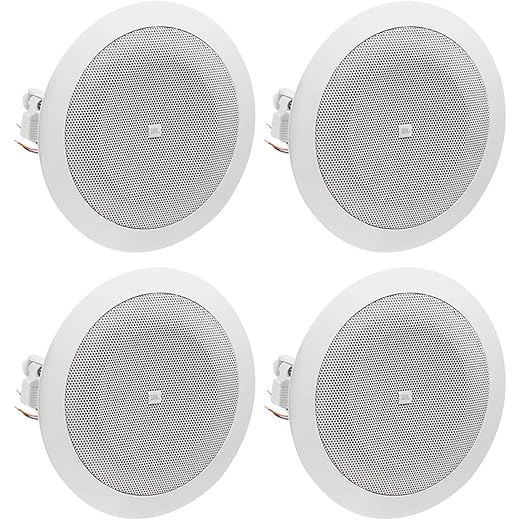 JBL 8124-4 Inch Full-Range In-Ceiling Loudspeaker With 70 Volt/100 Volt Taps (4 Pack), White