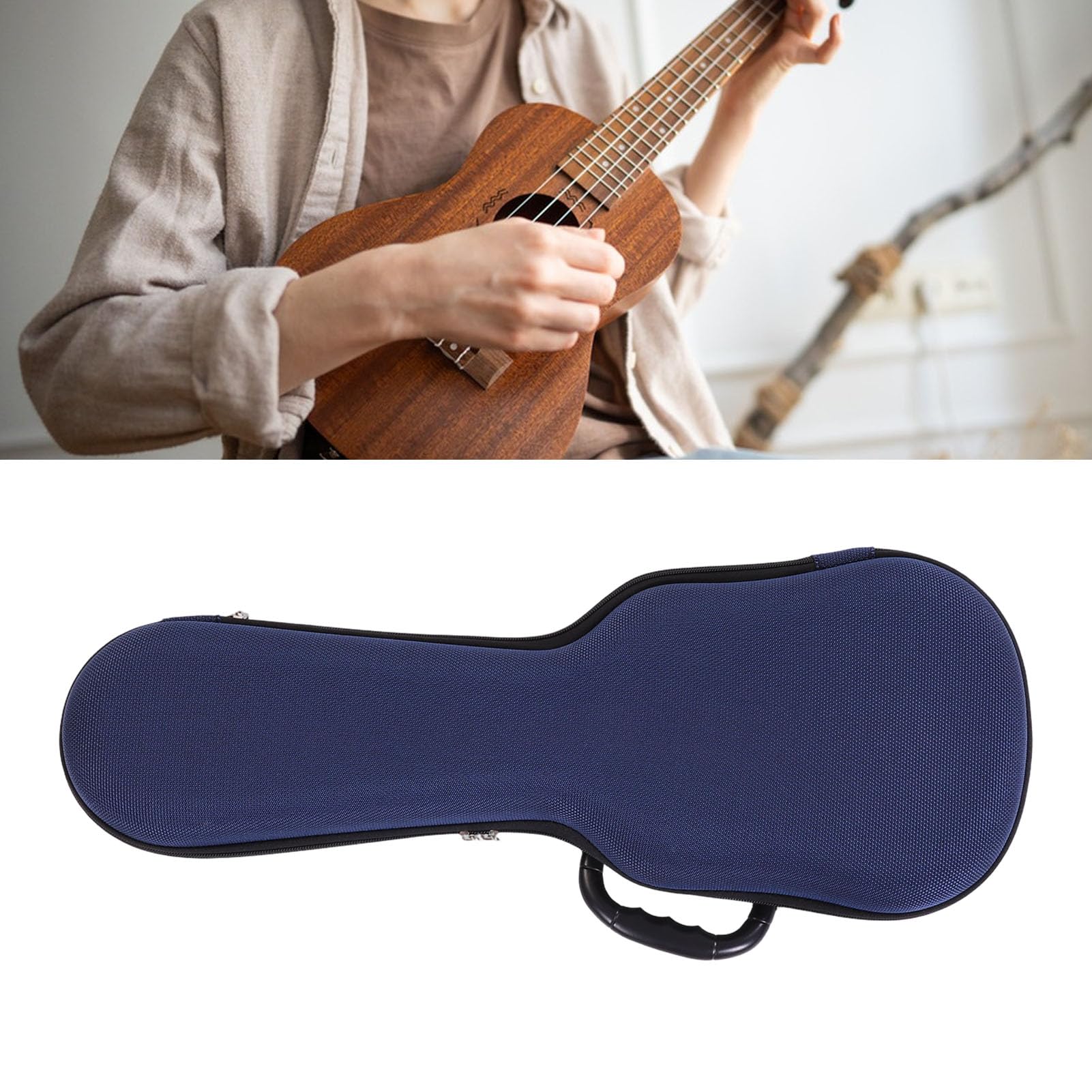 Pokrowiec na Gitarę Akustyczną 21 Cali Unikalny Odłączany Pasek Naramienny Miękka Pluszowa Wykładzina Wewnętrzna Przenośny Futerał na Gitarę z Tkaniny Poliestrowej 1200d (BLUE)
