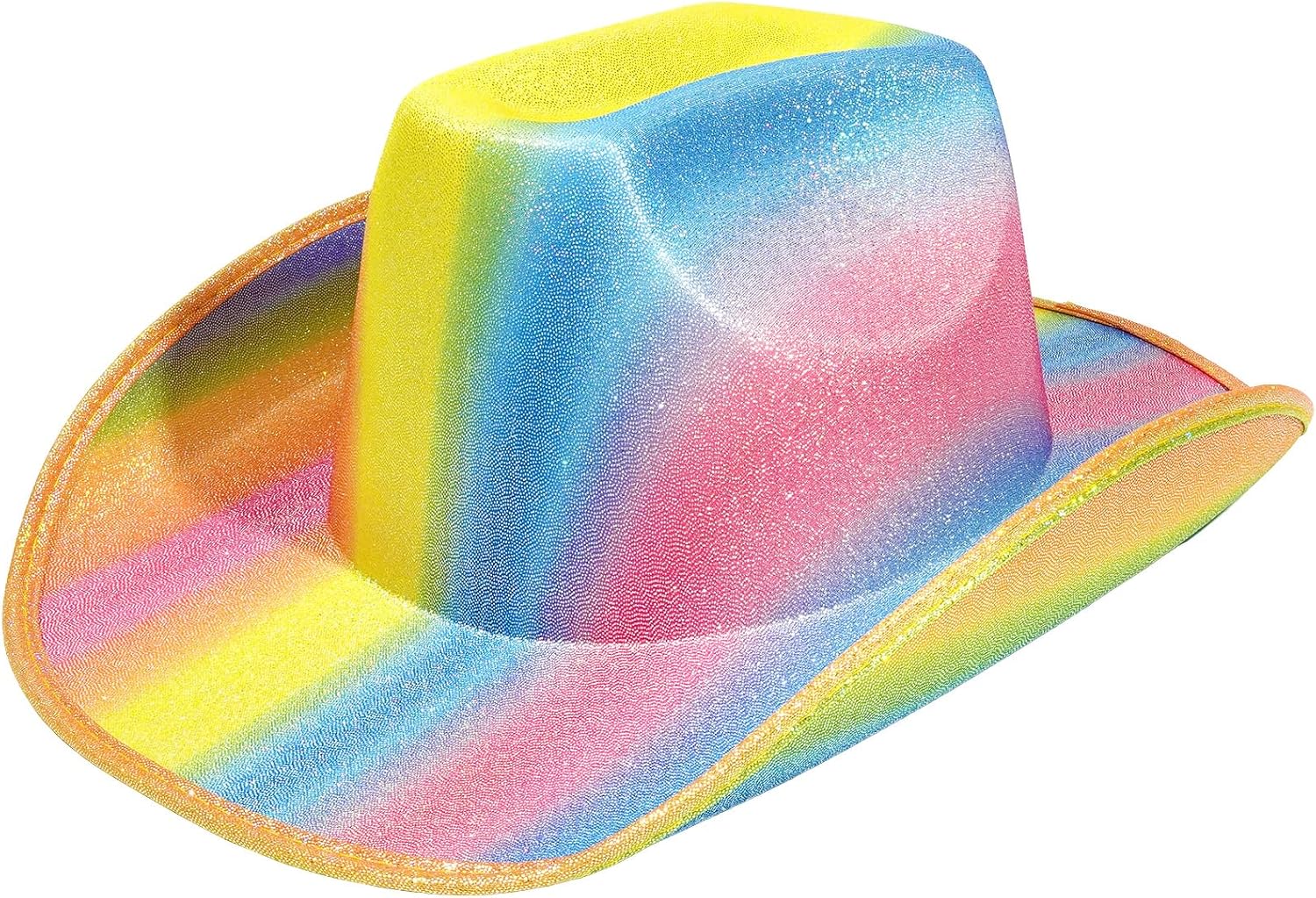 Neon Color Cowboy Hat Holographic Cowgirl Hat Glitter Rainbow Costume for Disco Party