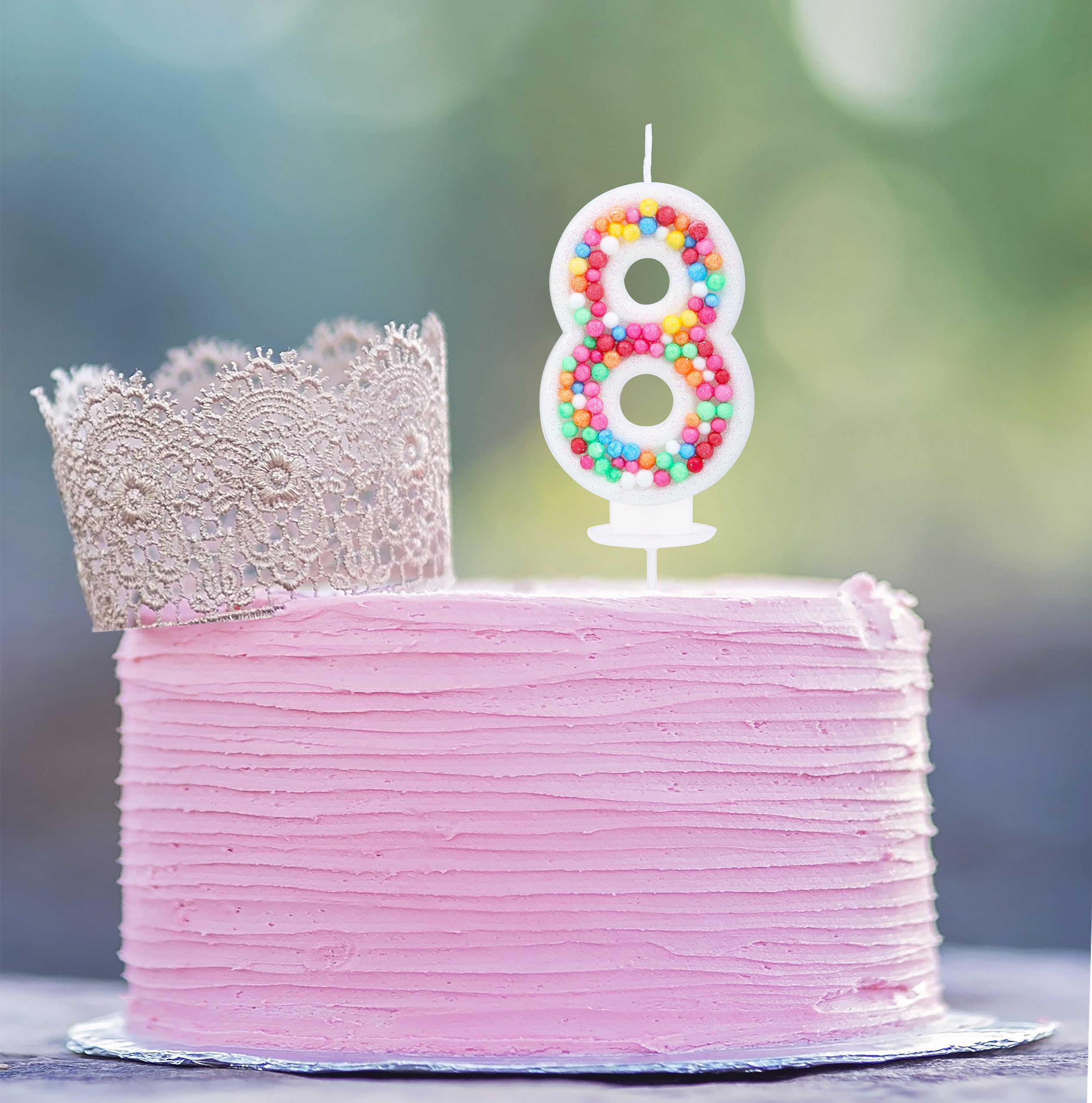 BOUGIE ANNIVERSAIRE ROSE CHIFFRE 8 DE 9.5CM – Hello Ballon