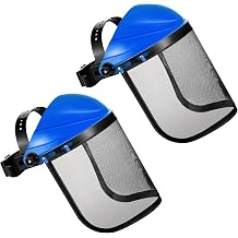 Hestya 2 Pcs Safety Face Shield Adjustable Safety Helmet with Visor Chainsaw Helmet Strimmer Face Protection Shield Forestry Hat for Gardening Logging LawnBlue