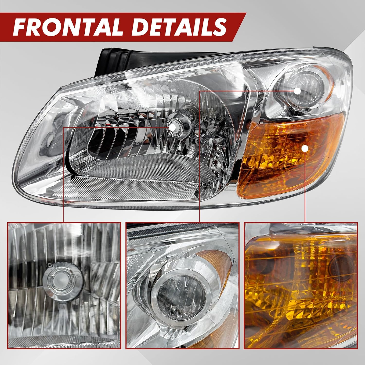 Headlight Assembly Compatible with 2007 2008 2009 Kia Spectra Halogen Headlight Headlamp Transparent Lens Replacement with Bulbs (Passenger Right Side)
