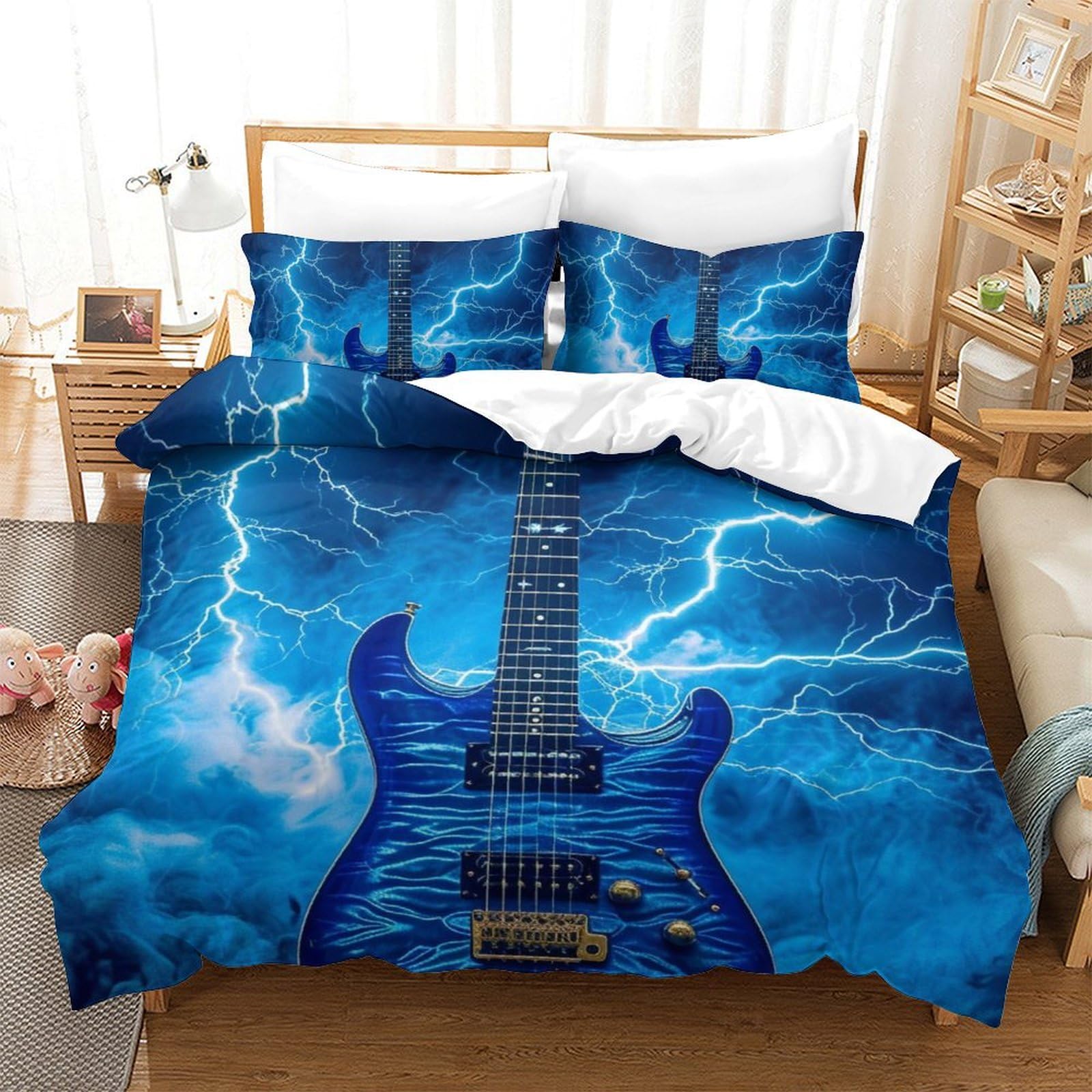 Parure de lit guitare imprimé 3D en microfibre premium de qualité supérieure double 200x200cm