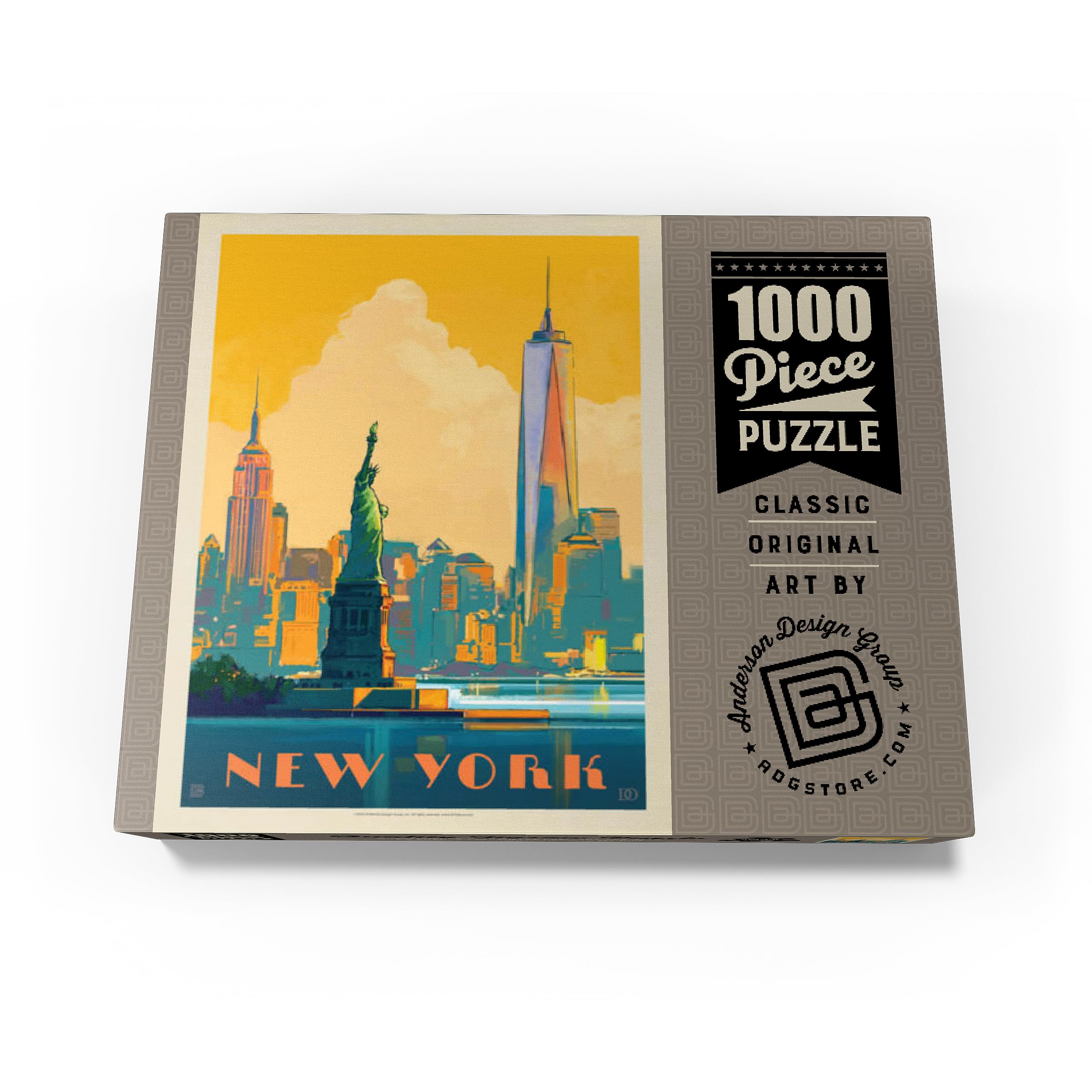 New York City : Skyline Glow, Affiche vintage – Puzzle de 1000 pièces de qualité supérieure pour adultes