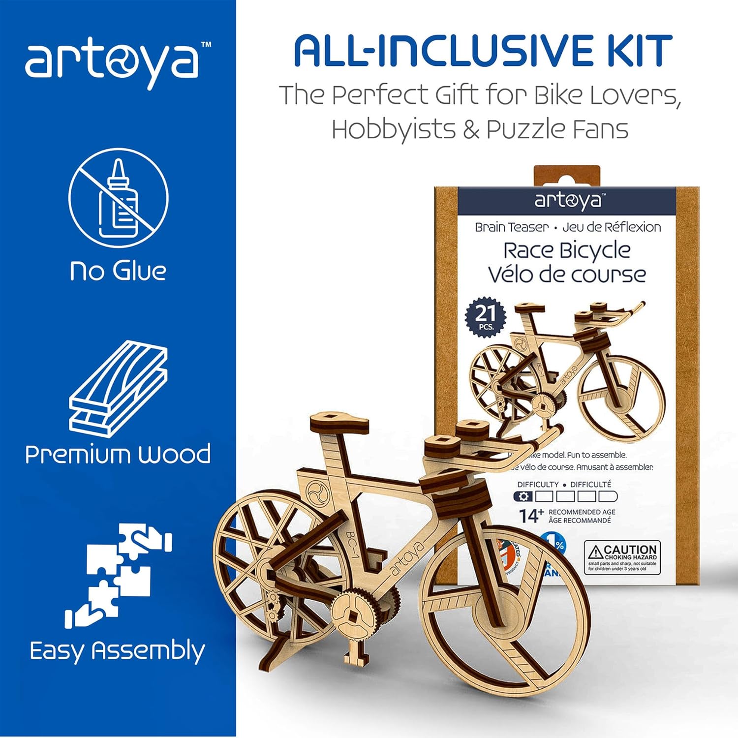 Artoya Race Bicycle – Mini Bicycle Model Kit, Mini Bike Toy, Toy Bike Figurine, Laser-Cut Model, No-Glue Assembly, Collectible Triathlon Miniature, Eco-Friendly Gift, DIY Crafts for Kids and Adults
