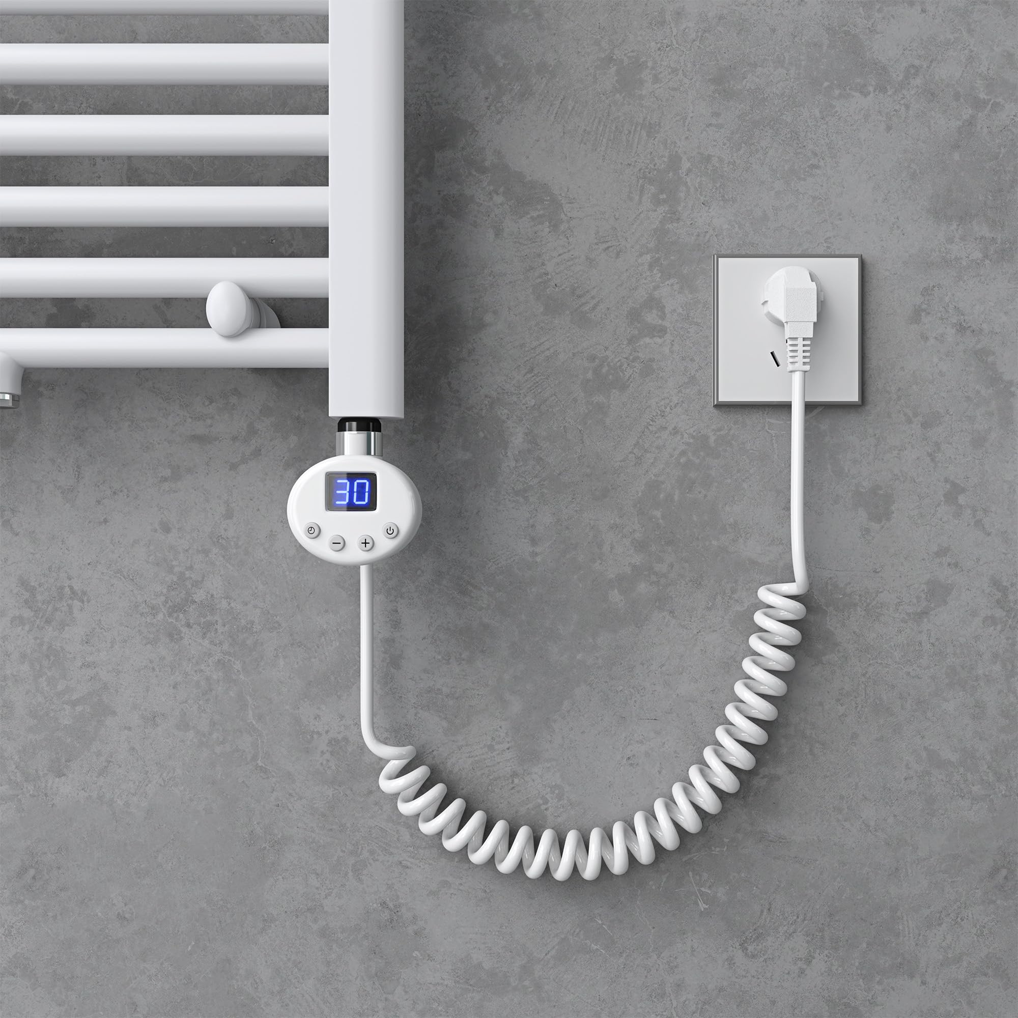 doporro Barra Riscaldante per Termosifoni, Asta Riscaldante in Acciaio Inox 600W con Termostato e Display LCD Bianco